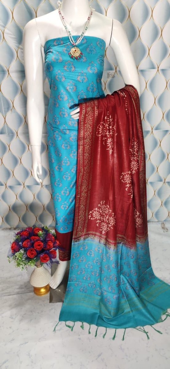 Premium Quality Cotton Silk Block Printed Salwar Suit - Leheriya