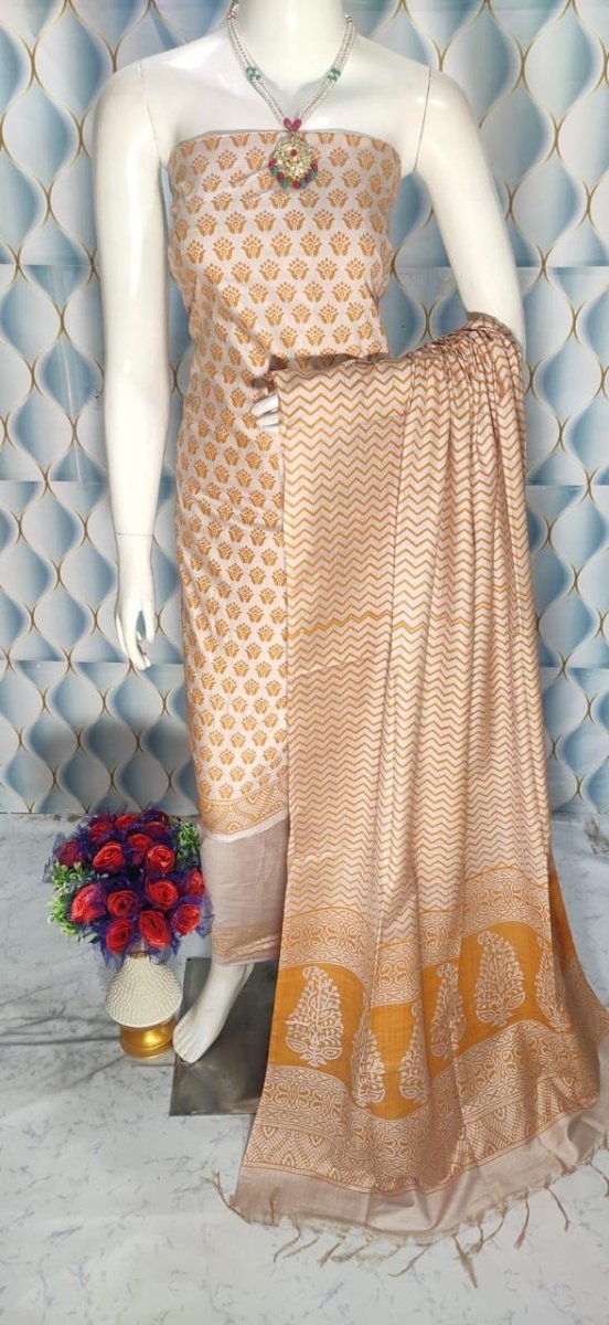 Premium Quality Cotton Silk Block Printed Salwar Suit - Leheriya