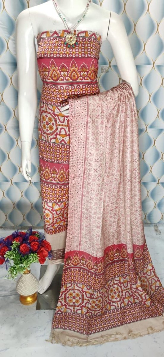 Premium Quality Cotton Silk Block Printed Salwar Suit - Leheriya