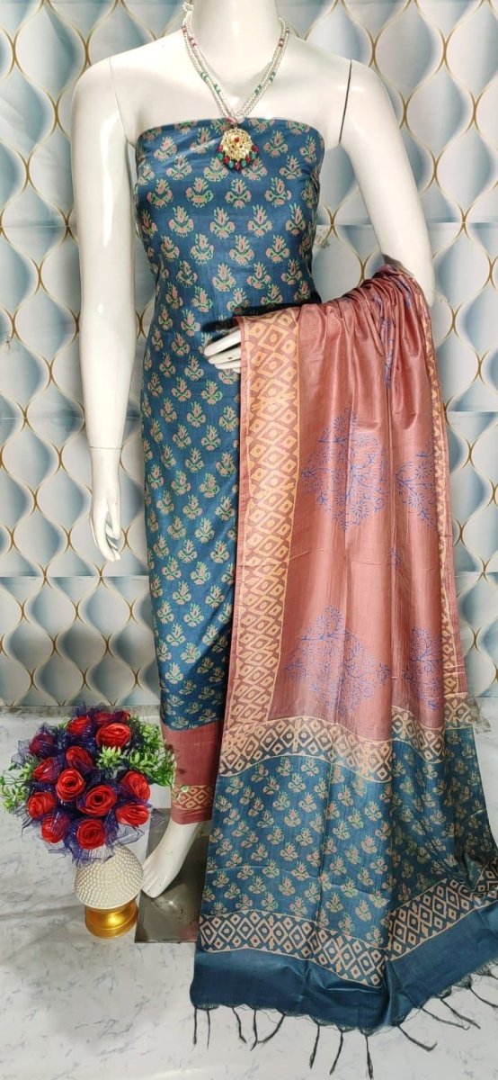 Premium Quality Cotton Silk Block Printed Salwar Suit - Leheriya