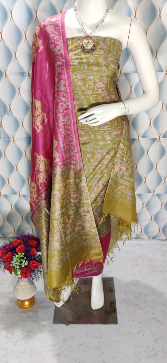 Premium Quality Cotton Silk Block Printed Salwar Suit - Leheriya