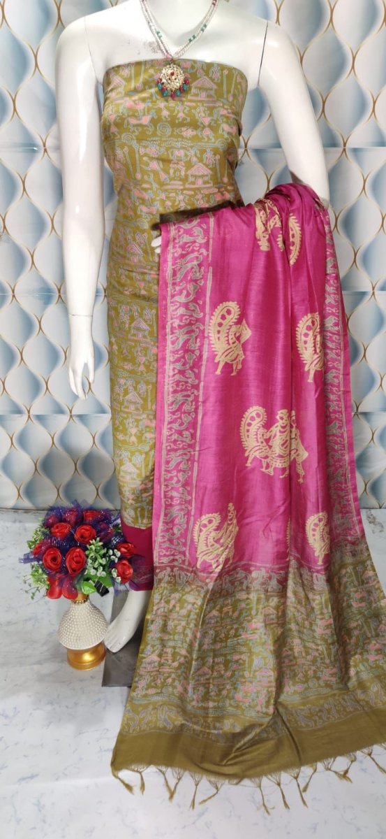 Premium Quality Cotton Silk Block Printed Salwar Suit - Leheriya