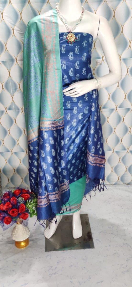 Premium Quality Cotton Silk Block Printed Salwar Suit - Leheriya