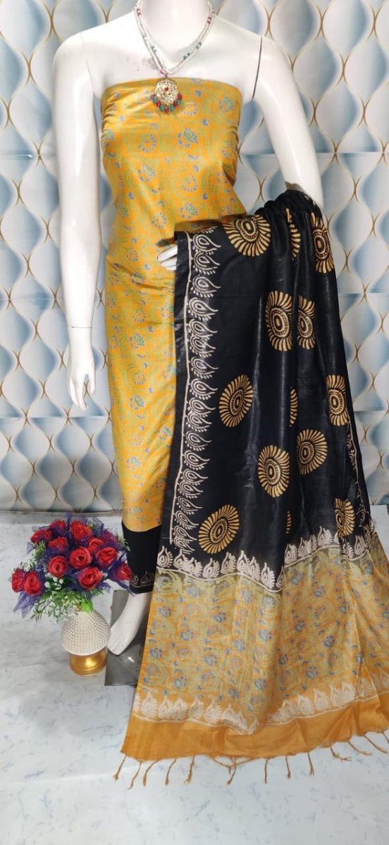 Premium Quality Cotton Silk Block Printed Salwar Suit - Leheriya