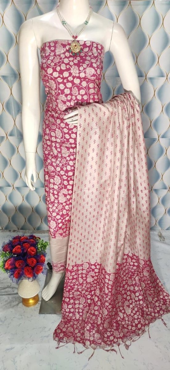 Premium Quality Cotton Silk Block Printed Salwar Suit - Leheriya