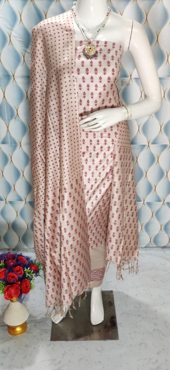 Premium Quality Cotton Silk Block Printed Salwar Suit - Leheriya