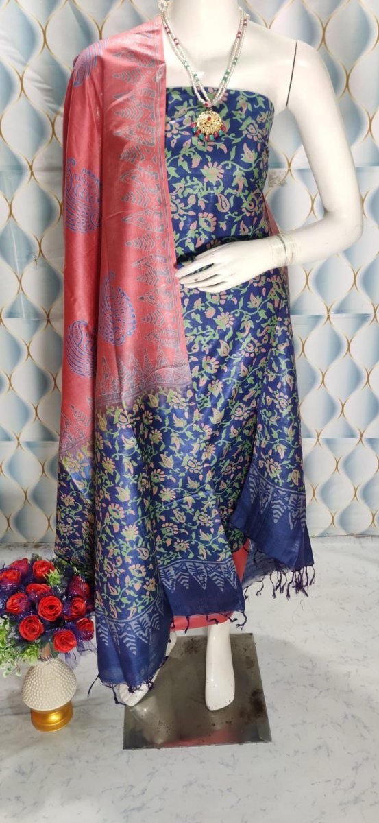 Premium Quality Cotton Silk Block Printed Salwar Suit - Leheriya