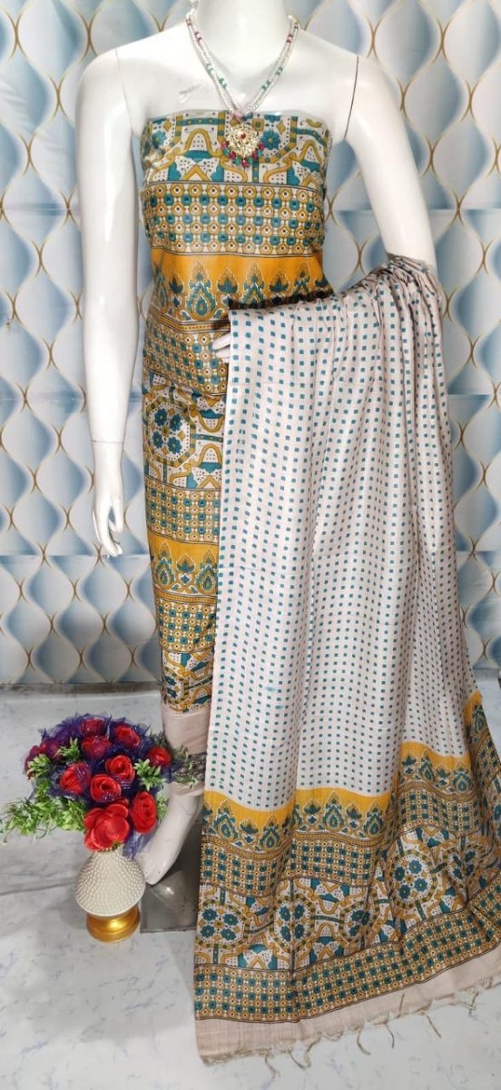 Premium Quality Cotton Silk Block Printed Salwar Suit - Leheriya