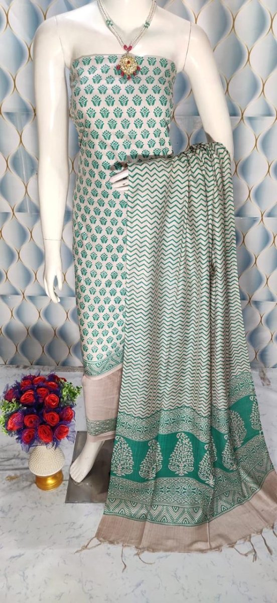 Premium Quality Cotton Silk Block Printed Salwar Suit - Leheriya