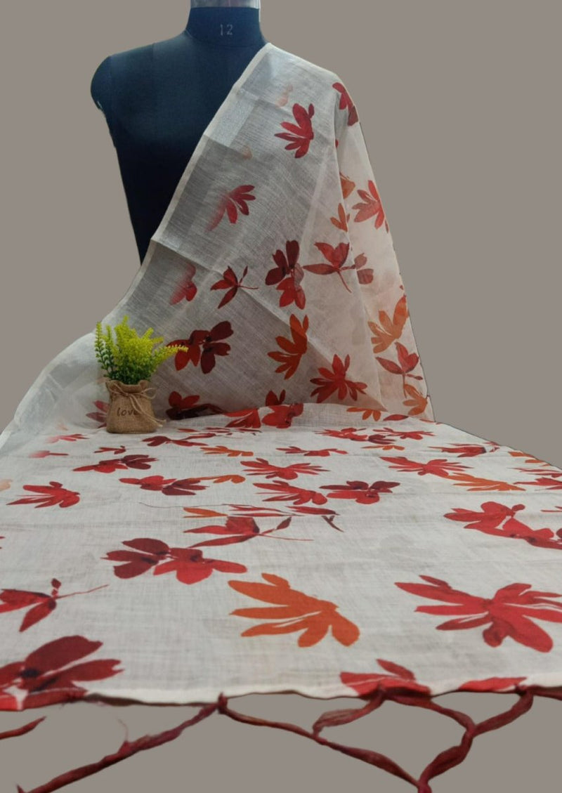 Premium Quality Digital Print Linen Cotton Dupatta - Leheriya