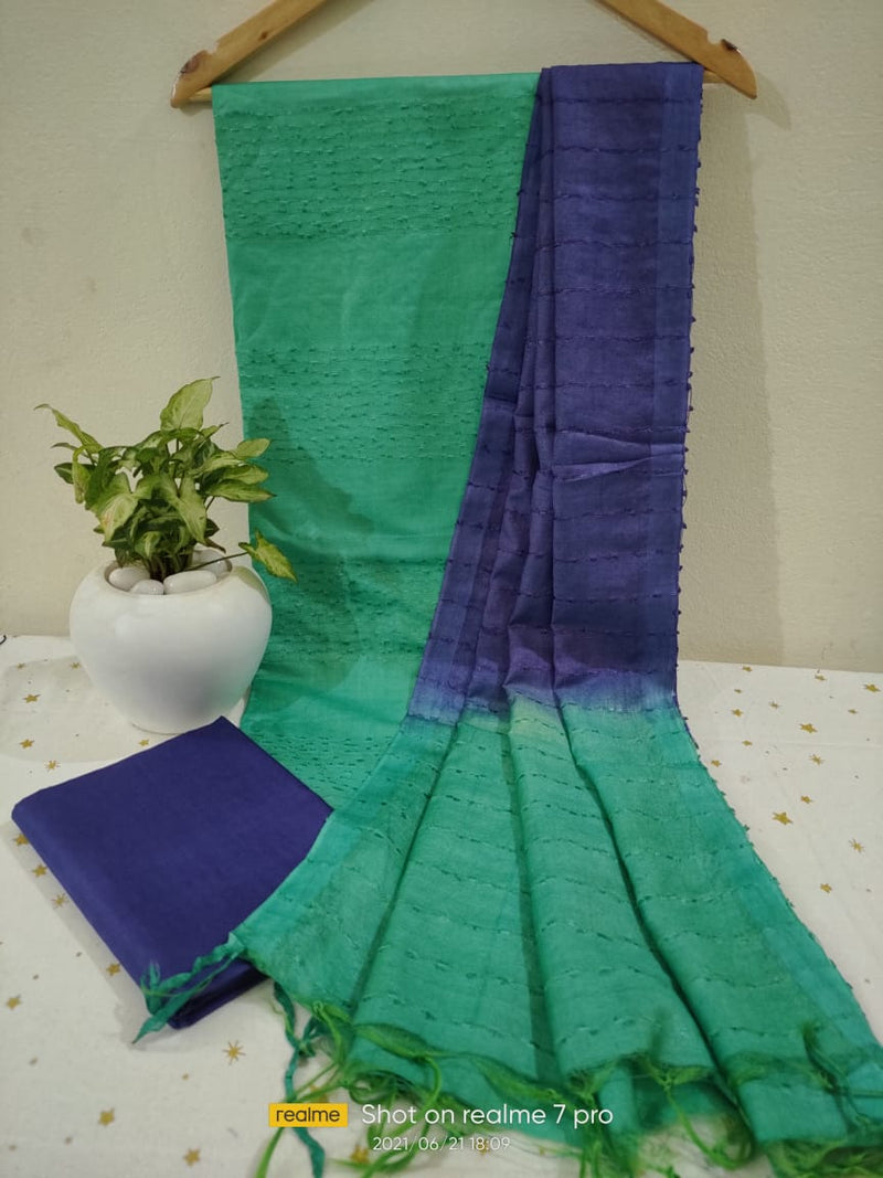 Premium Quality Katan Silk Flag Stripe Salwar Suit - Leheriya