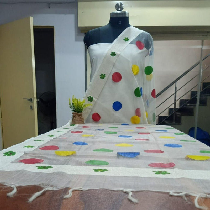 Premium Quality Multi Color Hand Painted Organza Dupatta - Leheriya