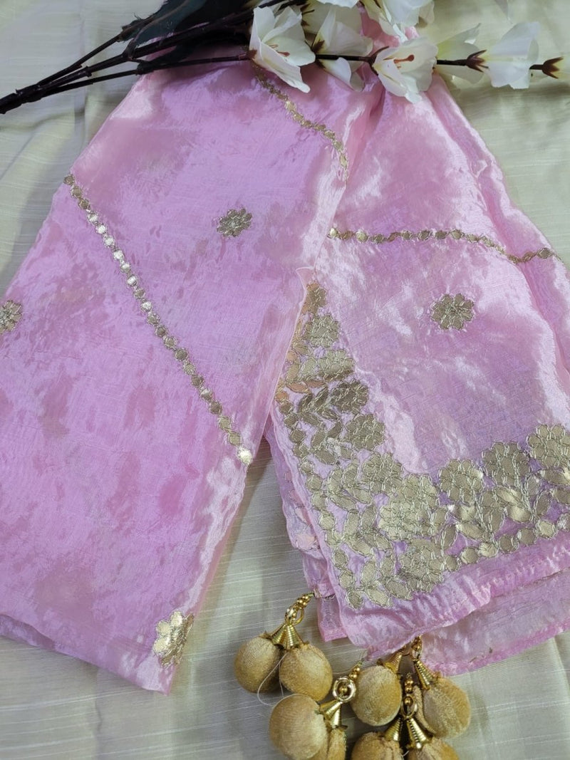 Premium Quality Organza Dupatta with Gotta Patti Work and Tassels - Leheriya