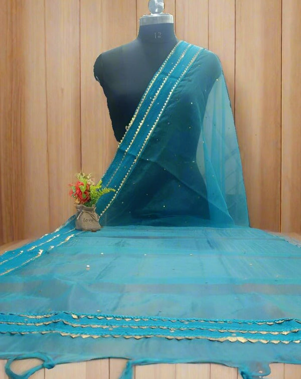 Premium Quality Organza Dupatta with Real Mirror Work - Leheriya