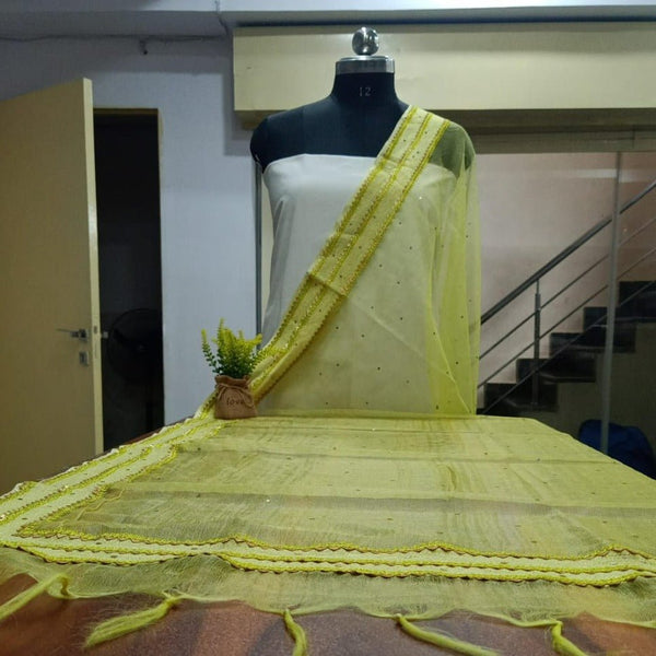 Premium Quality Organza Dupatta with Real Mirror Work - Leheriya