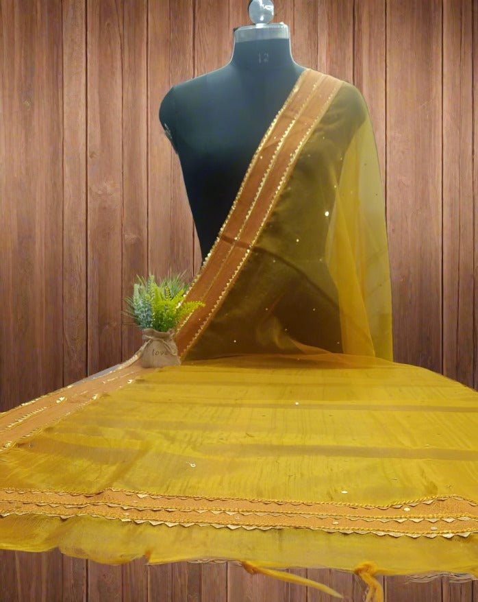 Premium Quality Organza Dupatta with Real Mirror Work - Leheriya