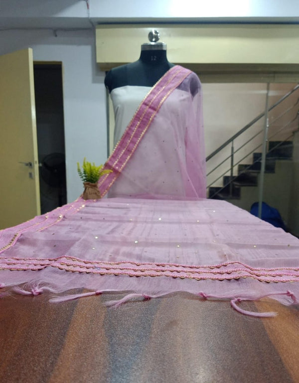 Premium Quality Organza Dupatta with Real Mirror Work - Leheriya