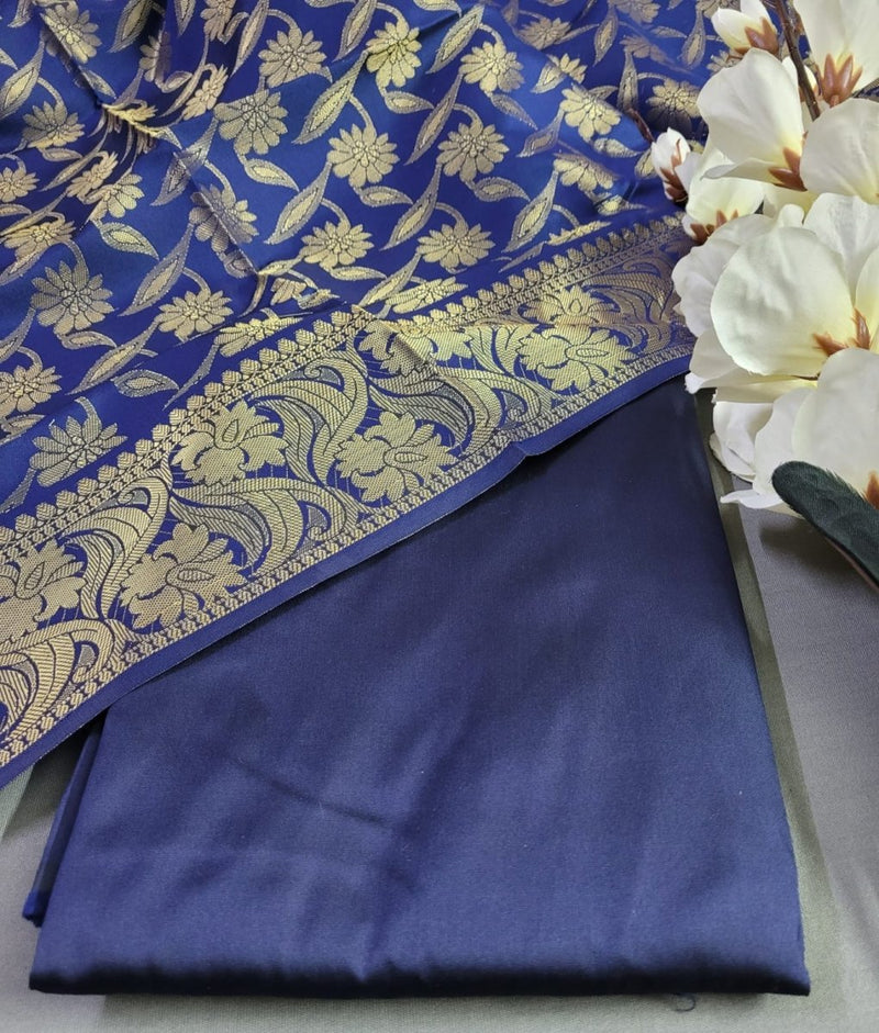 Premium Quality Plain Silk Suit with Banarasi Silk Dupatta - Leheriya