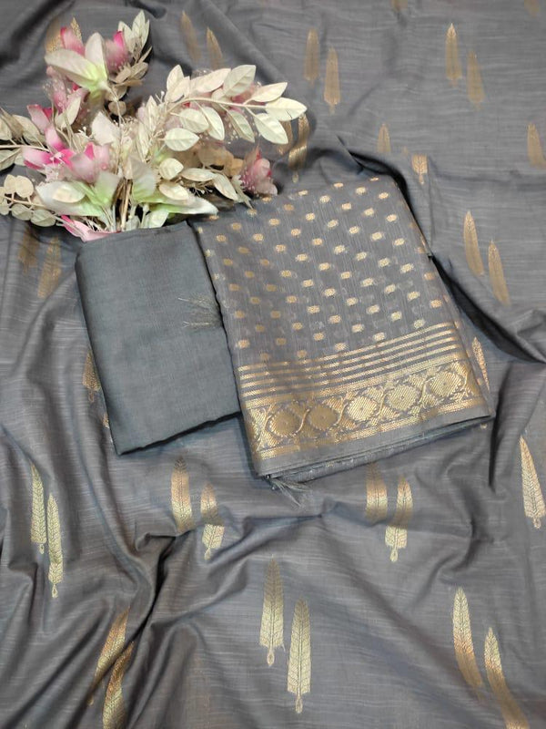 Pure Banarasi Chanderi Silk Unstitched Dress Material - Leheriya