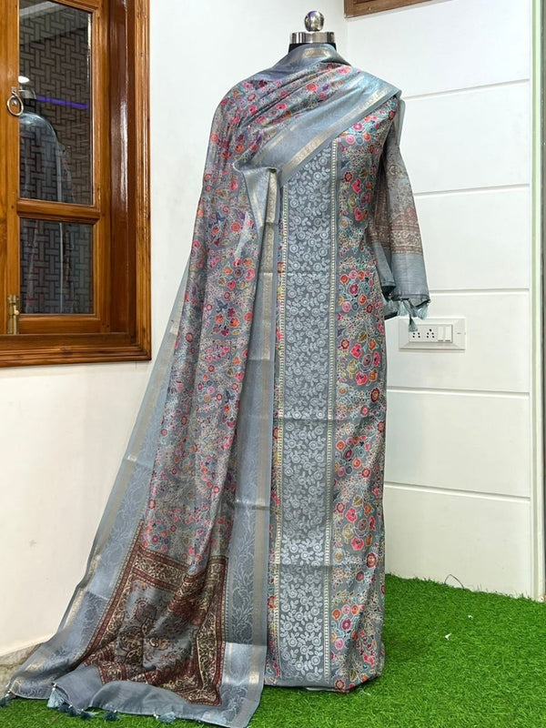 Pure Banarasi Chanderi Silk Unstitched Salwar Suit - Leheriya