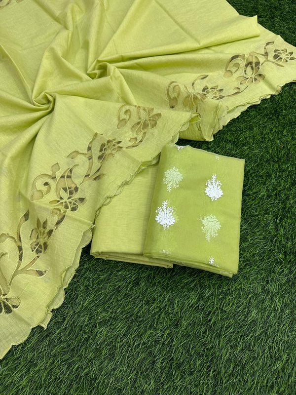 Pure Banarasi Silk Unstitched Suit With Banarasi Dupatta - Leheriya