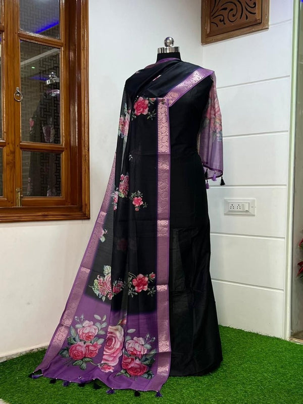 Pure Banarasi Spun Silk Unstitched Salwar Suit - Leheriya