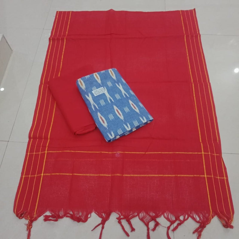 Pure Cotton Handloom Ikat Dress Materials - Leheriya