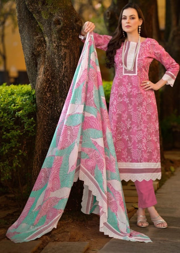 Pure Cotton Mal 3pc Printed Salwar Suit - Leheriya