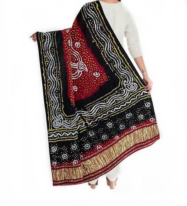 Pure Gaji Silk Bandhani Dupatta - Leheriya