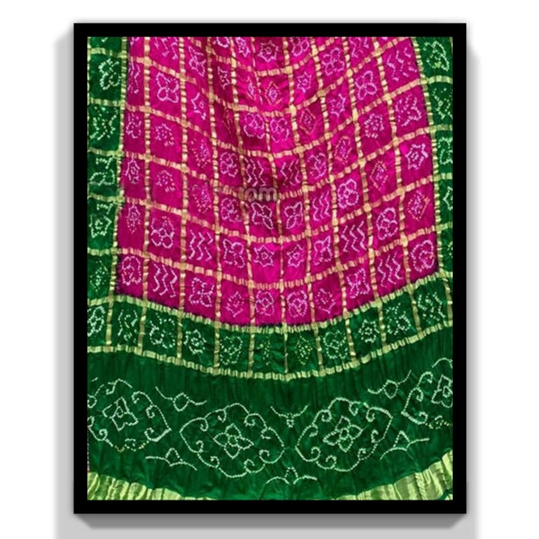 Pure Gaji Silk Bandhani Gharchola Dupatta - Leheriya