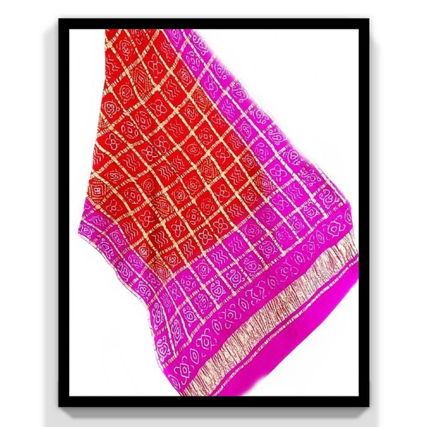 Pure Gaji Silk Bandhani Gharchola Dupatta - Leheriya