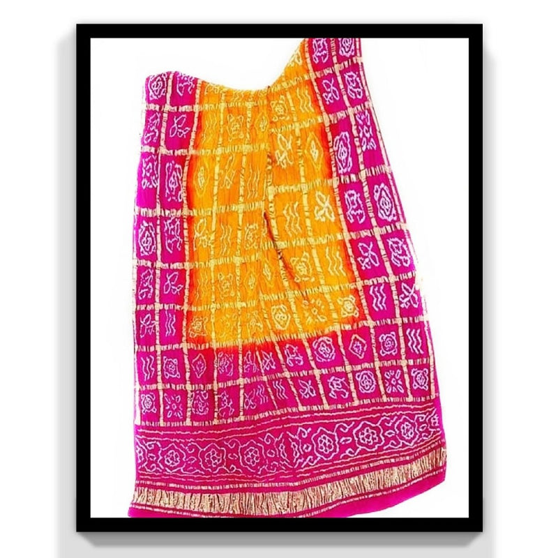 Pure Gaji Silk Bandhani Gharchola Dupatta - Leheriya