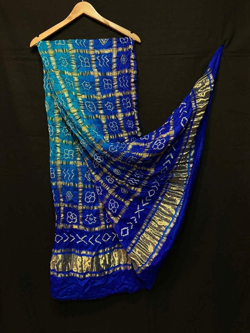 Pure Gaji Silk Bandhani Gharchola Dupatta - Leheriya