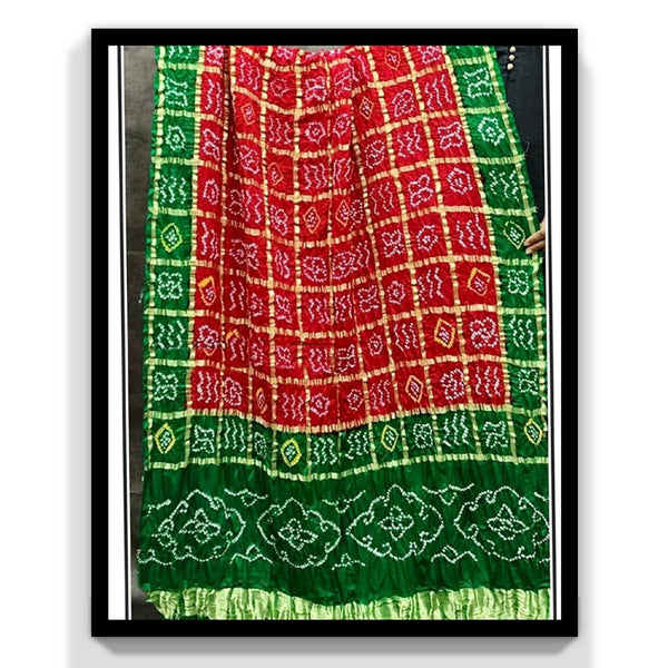 Pure Gaji Silk Bandhani Gharchola Dupatta - Leheriya