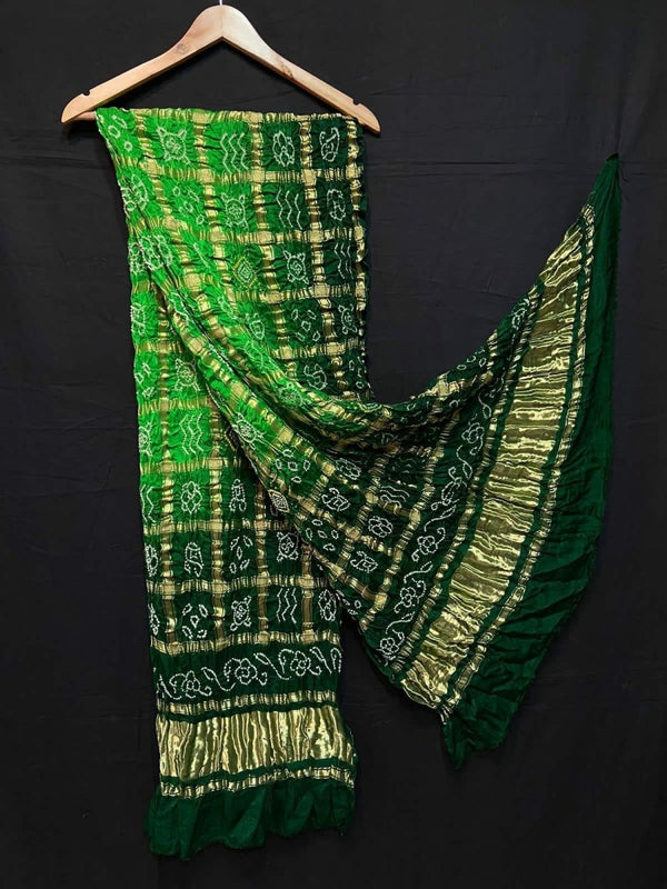 Pure Gaji Silk Bandhani Gharchola Dupatta - Leheriya