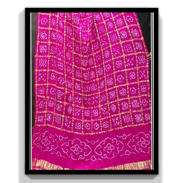 Pure Gaji Silk Bandhani Gharchola Dupatta - Leheriya