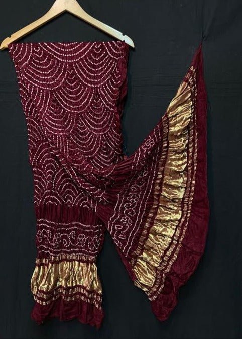 Pure Gaji Silk Bandhani Wifi Dupatta - Leheriya