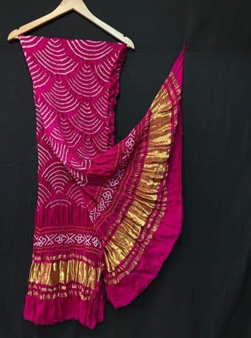 Pure Gaji Silk Bandhani Wifi Dupatta - Leheriya