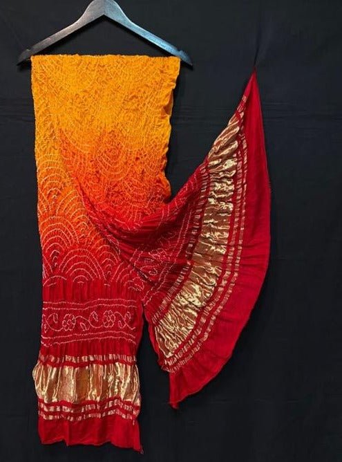 Pure Gaji Silk Bandhani Wifi Dupatta - Leheriya