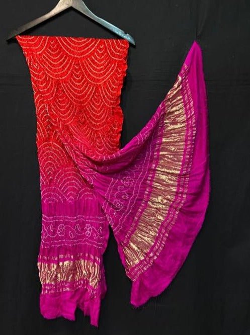 Pure Gaji Silk Bandhani Wifi Dupatta - Leheriya