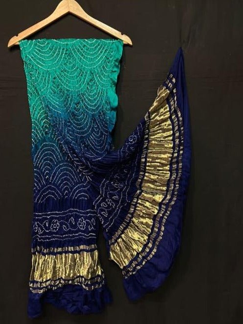 Pure Gaji Silk Bandhani Wifi Dupatta - Leheriya