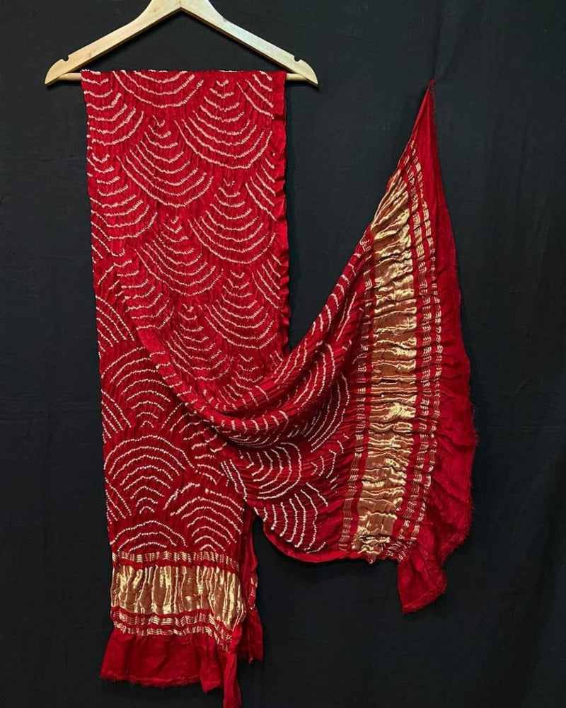 Pure Gaji Silk Bandhani Wifi Dupatta - Leheriya