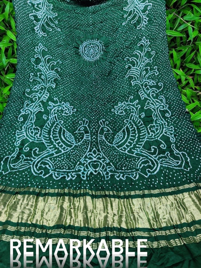 Pure Gaji Silk Dupatta | Green | - Leheriya