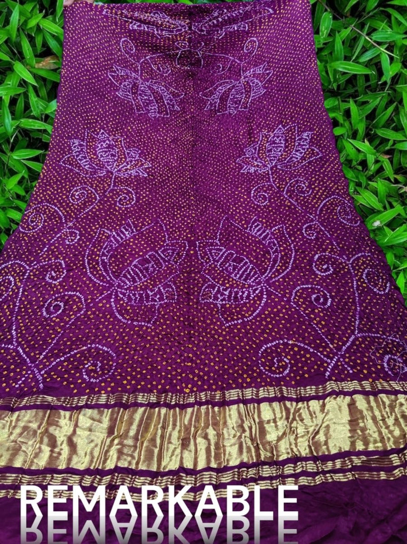 Pure Gaji Silk Dupatta | Mulberry | - Leheriya