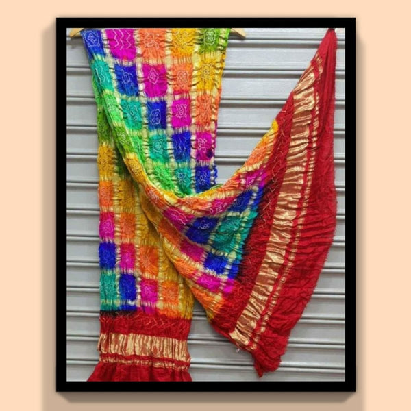 Pure Gaji Silk Multicolor Gharchola Bandhani Dupatta - Leheriya