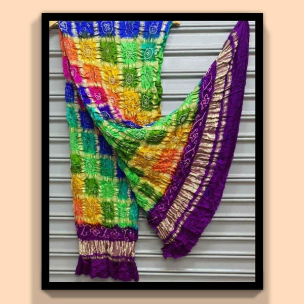 Pure Gaji Silk Multicolor Gharchola Bandhani Dupatta - Leheriya