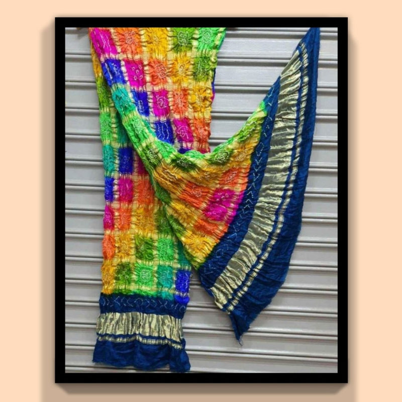 Pure Gaji Silk Multicolor Gharchola Bandhani Dupatta - Leheriya