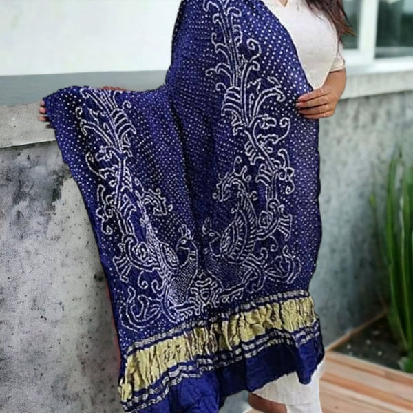 Pure Gaji Silk Peacock Dupatta - Leheriya