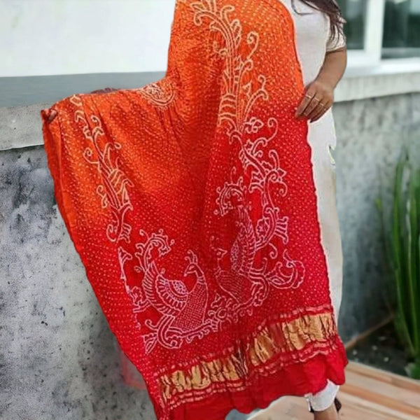 Pure Gaji Silk Peacock Dupatta - Leheriya