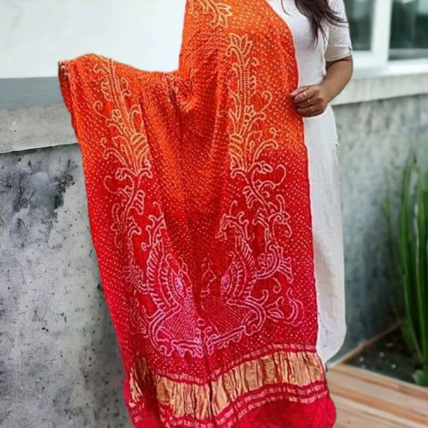 Pure Gaji Silk Peacock Dupatta - Leheriya